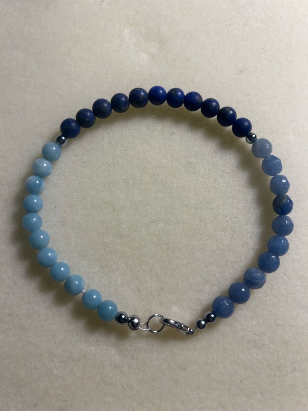 Blue aventurine, Lapis Lazuli, Aquamarine Gradient Bracelet - Women's Jewelry